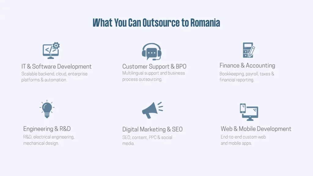 outsourcing romania, types of services you can outsource to romania